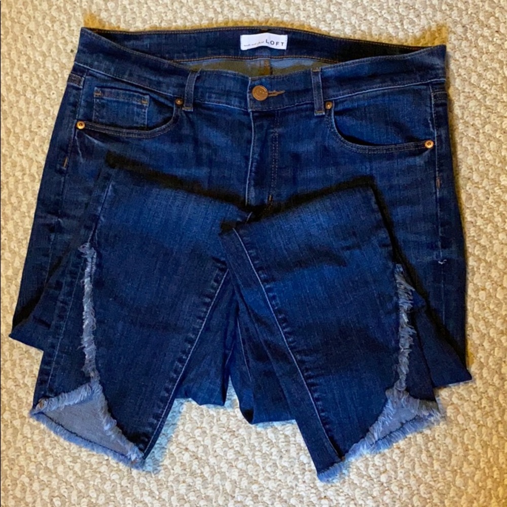 Loft Modern Skinny blue jeans w/ ankle detail 12